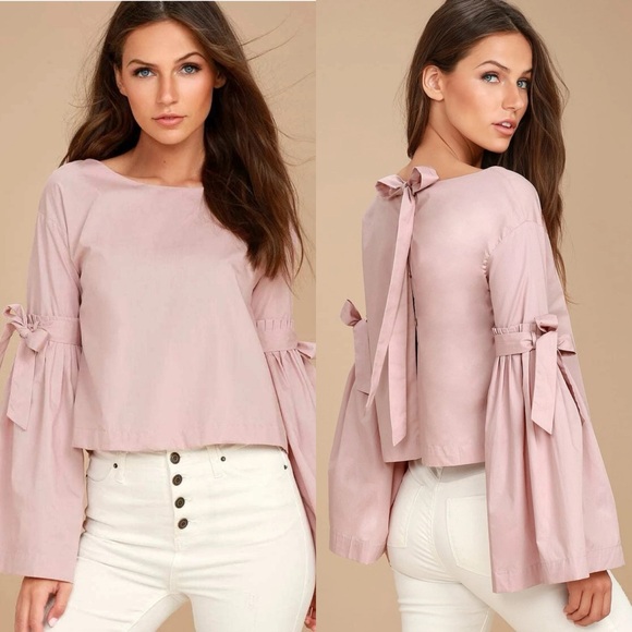 NWT! Free People So Obviously Yours Blouse with bell sleeves in Pink size Small - Picture 3 of 9